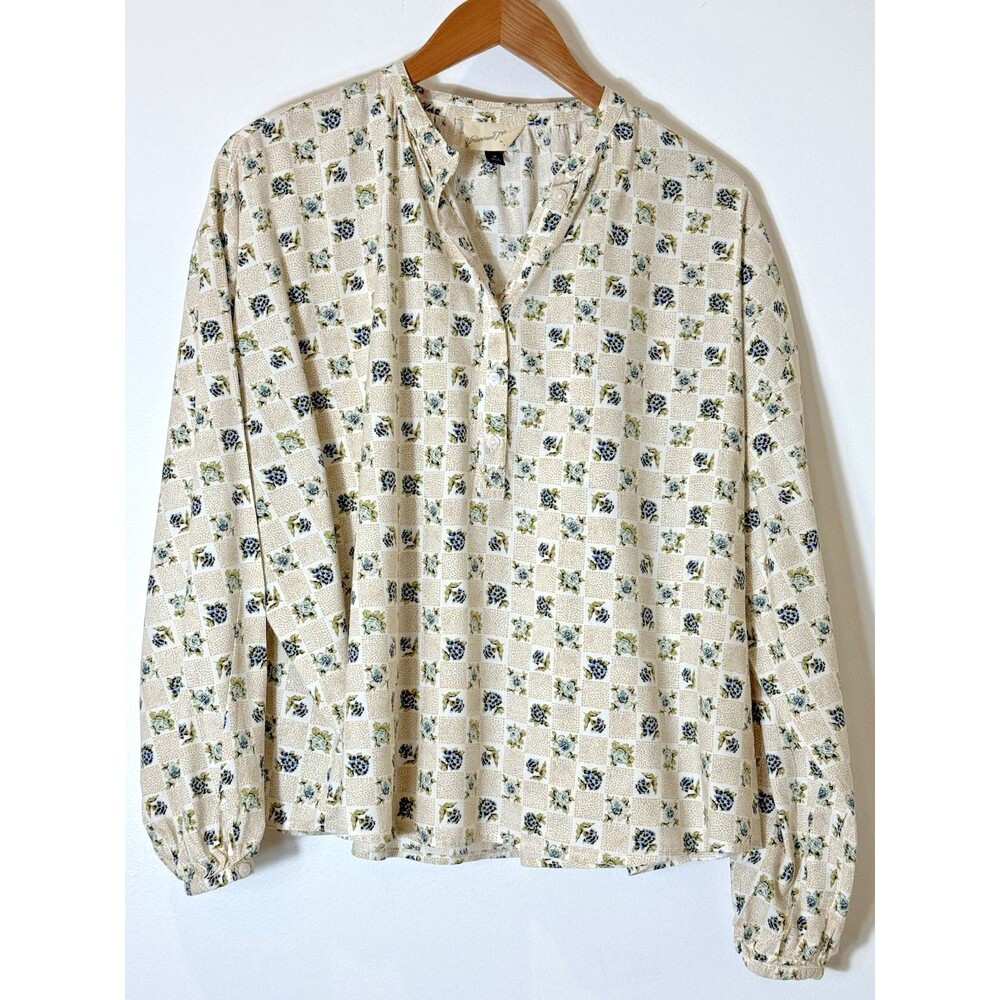 Universal Thread Womens Sz M Poet Blouse Cream Balloon Sleeve Cottagecore Top